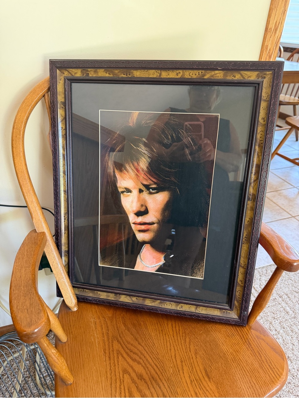 Vintage Jon Bon Jovi 16 x 20 Framed Portrait Wall Art in Black and Brown Mat